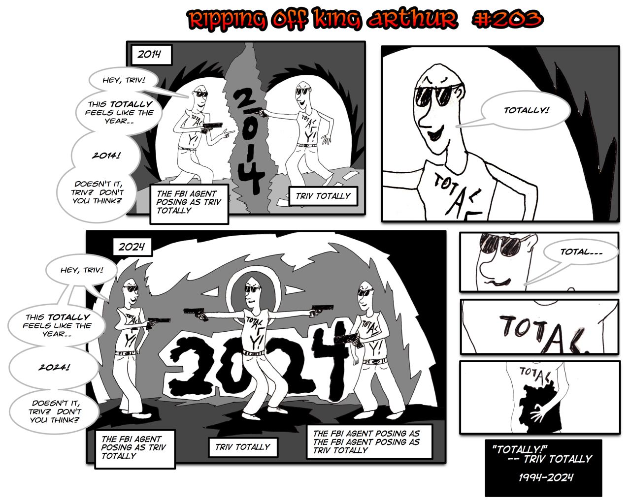 The first part of this strip is set in 2014.  The second half is set in 2024.
